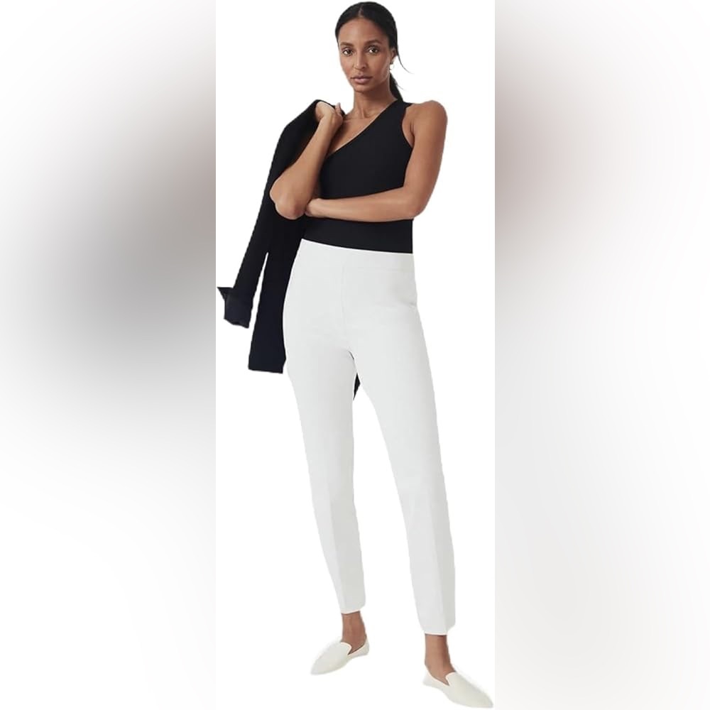 SPANX Women's On-The-Go Ankle Slim Straight Pants Classic White